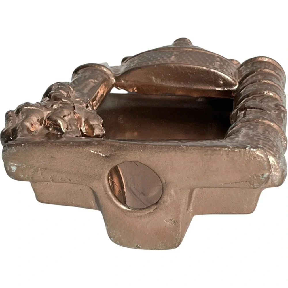 Vintage Copper Tone Ceramic Castle Photo Frame Card Holder Medieval Decor